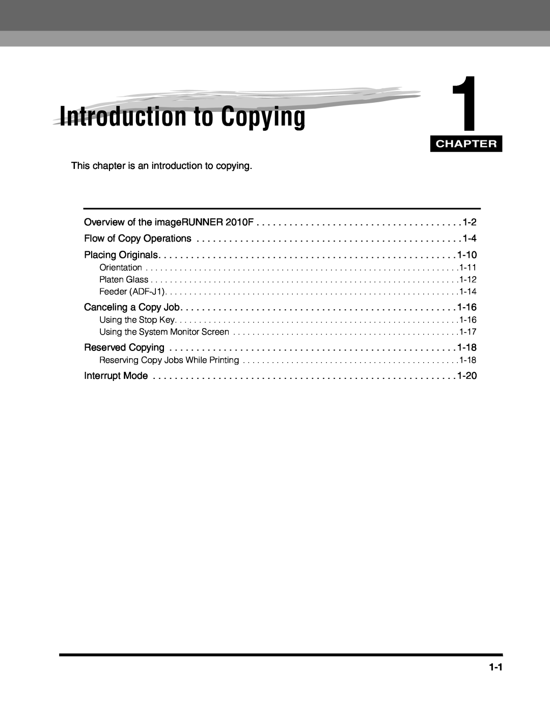 Canon 2010F manual Introduction to Copying, Chapter 