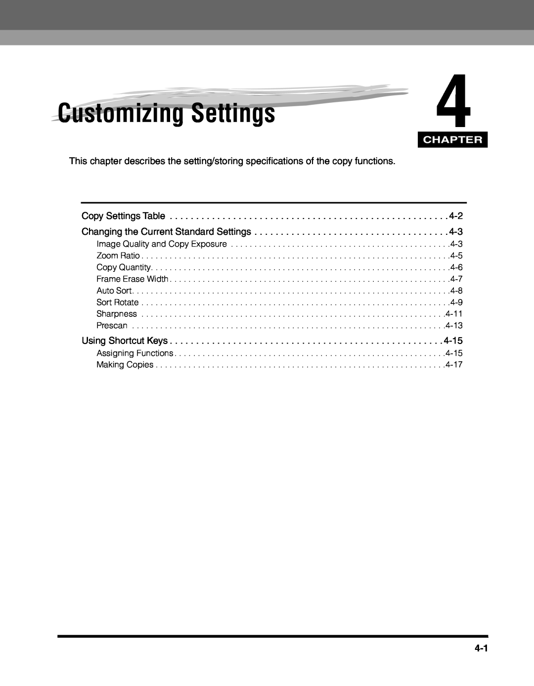 Canon 2010F manual Customizing Settings, Chapter 