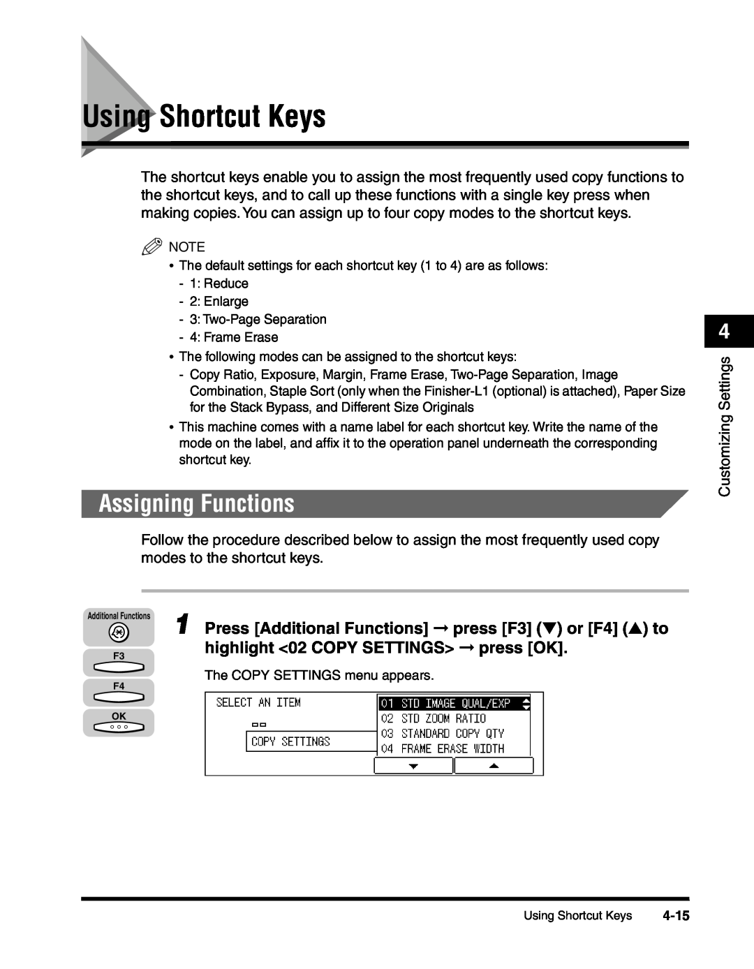 Canon 2010F manual Using Shortcut Keys, Assigning Functions 