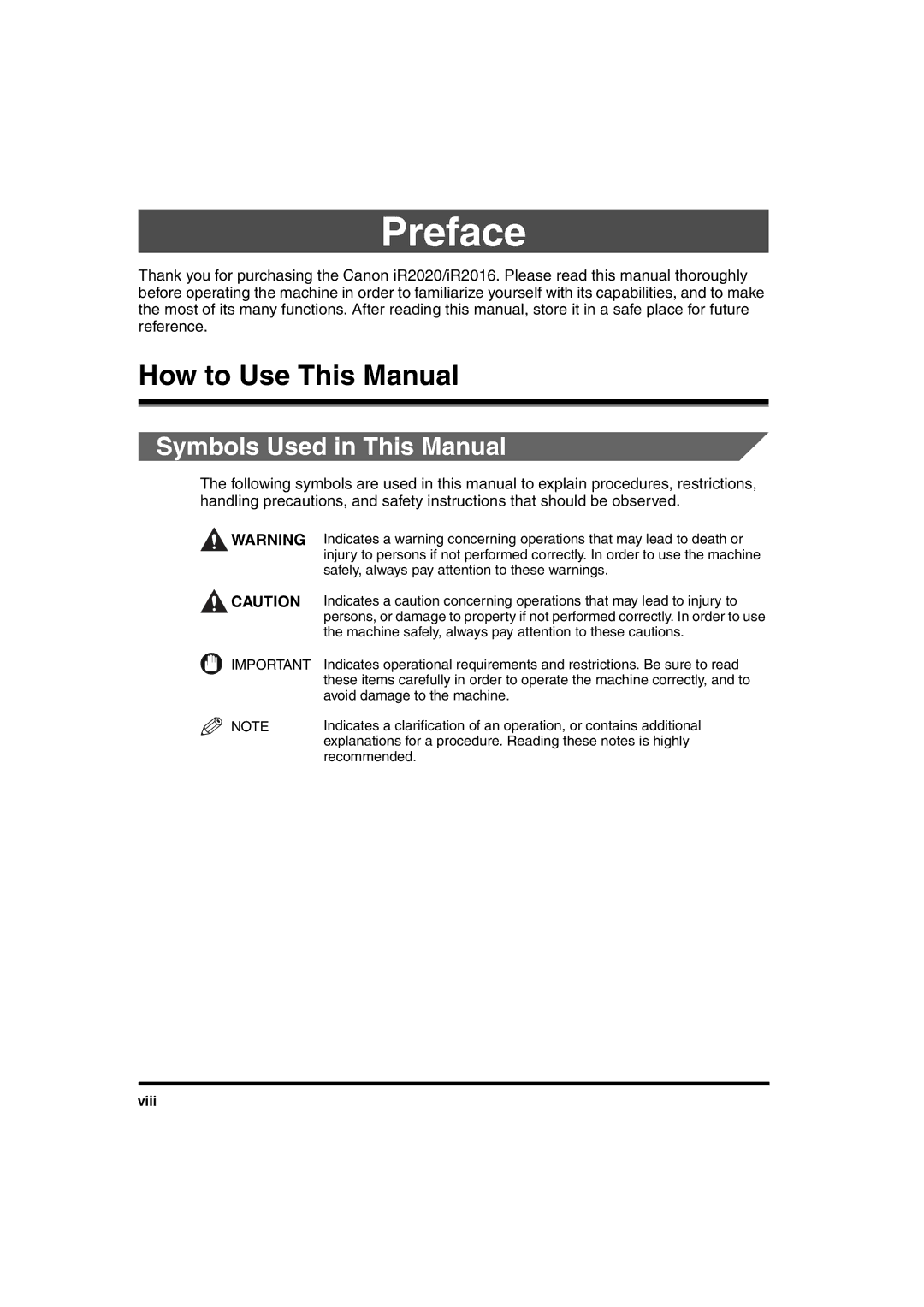 Canon 2016 manual How to Use This Manual, Symbols Used in This Manual 