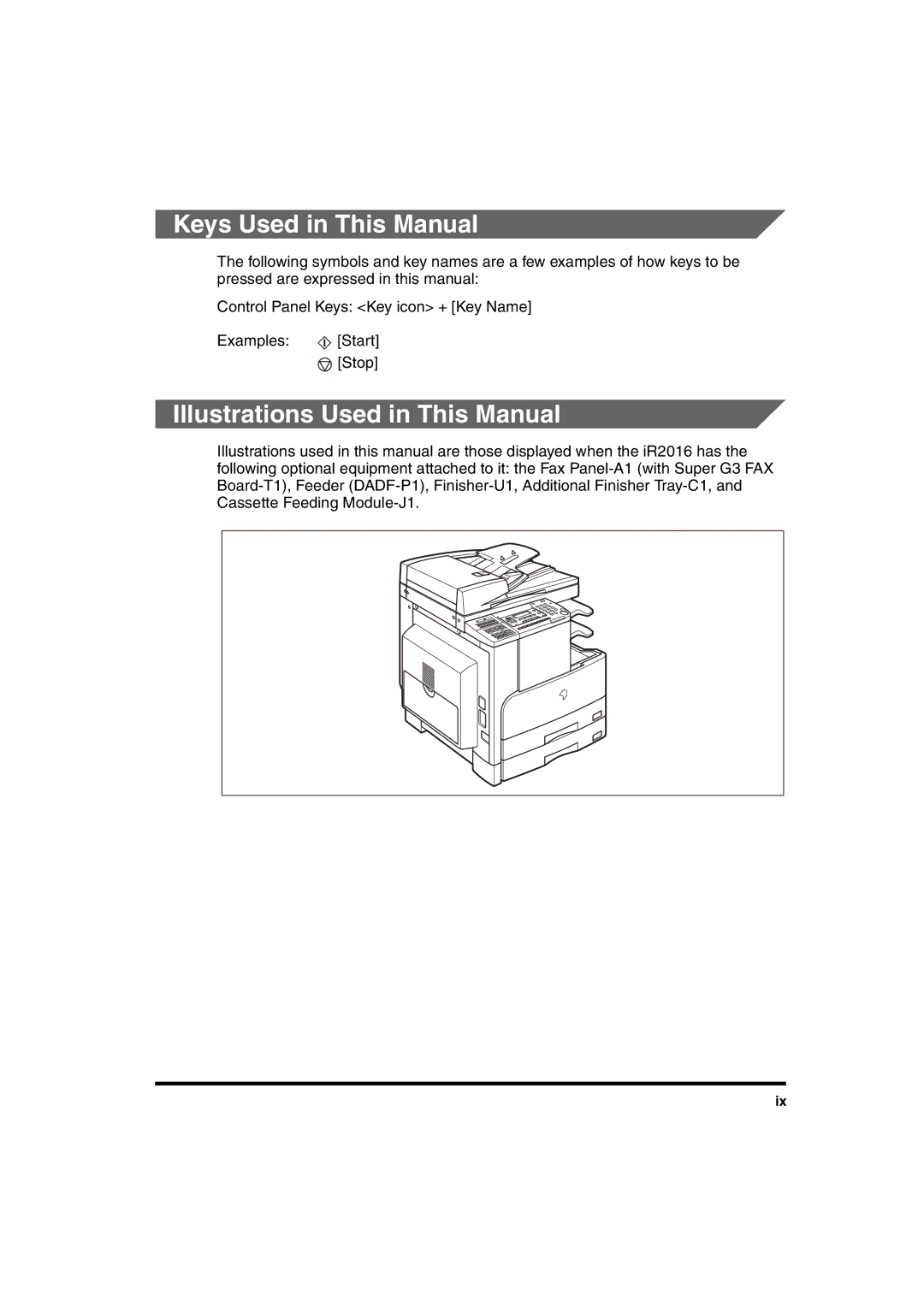 Canon 2016 manual Keys Used in This Manual, Illustrations Used in This Manual 