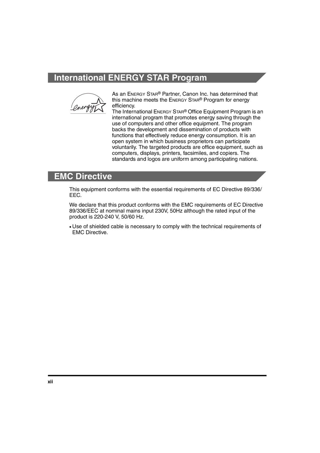 Canon 2016 manual International Energy Star Program, EMC Directive 