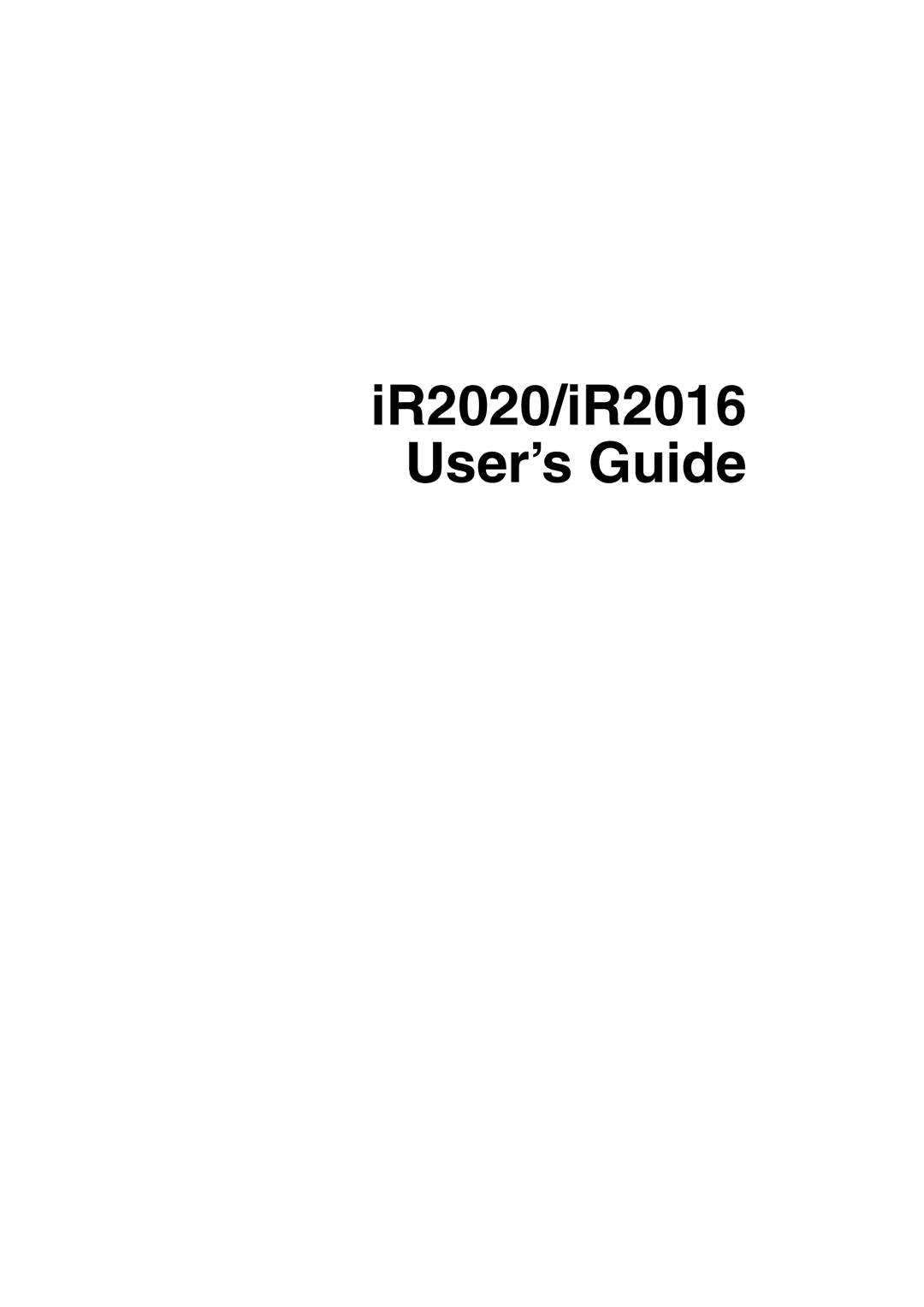 Canon manual IR2020/iR2016 User’s Guide 