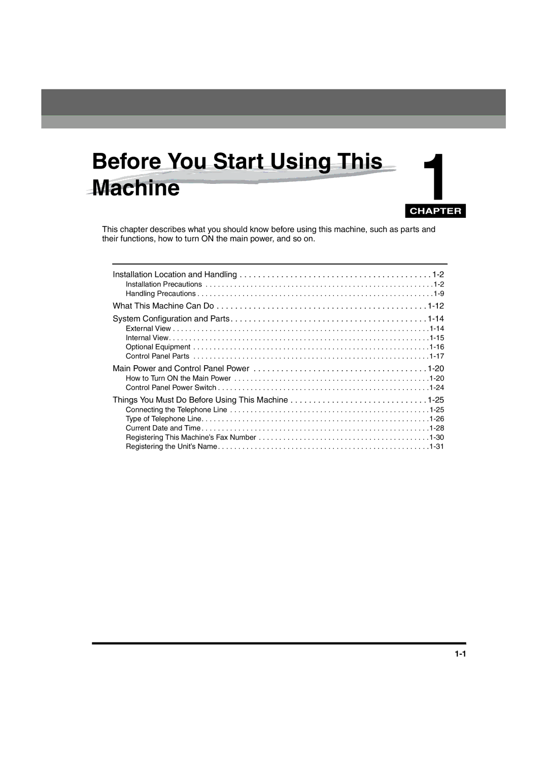 Canon 2016 manual Before You Start Using This Machine1 