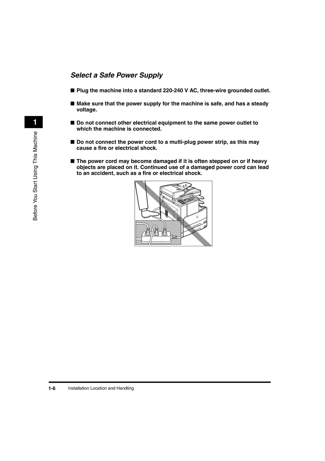 Canon 2016 manual Select a Safe Power Supply 