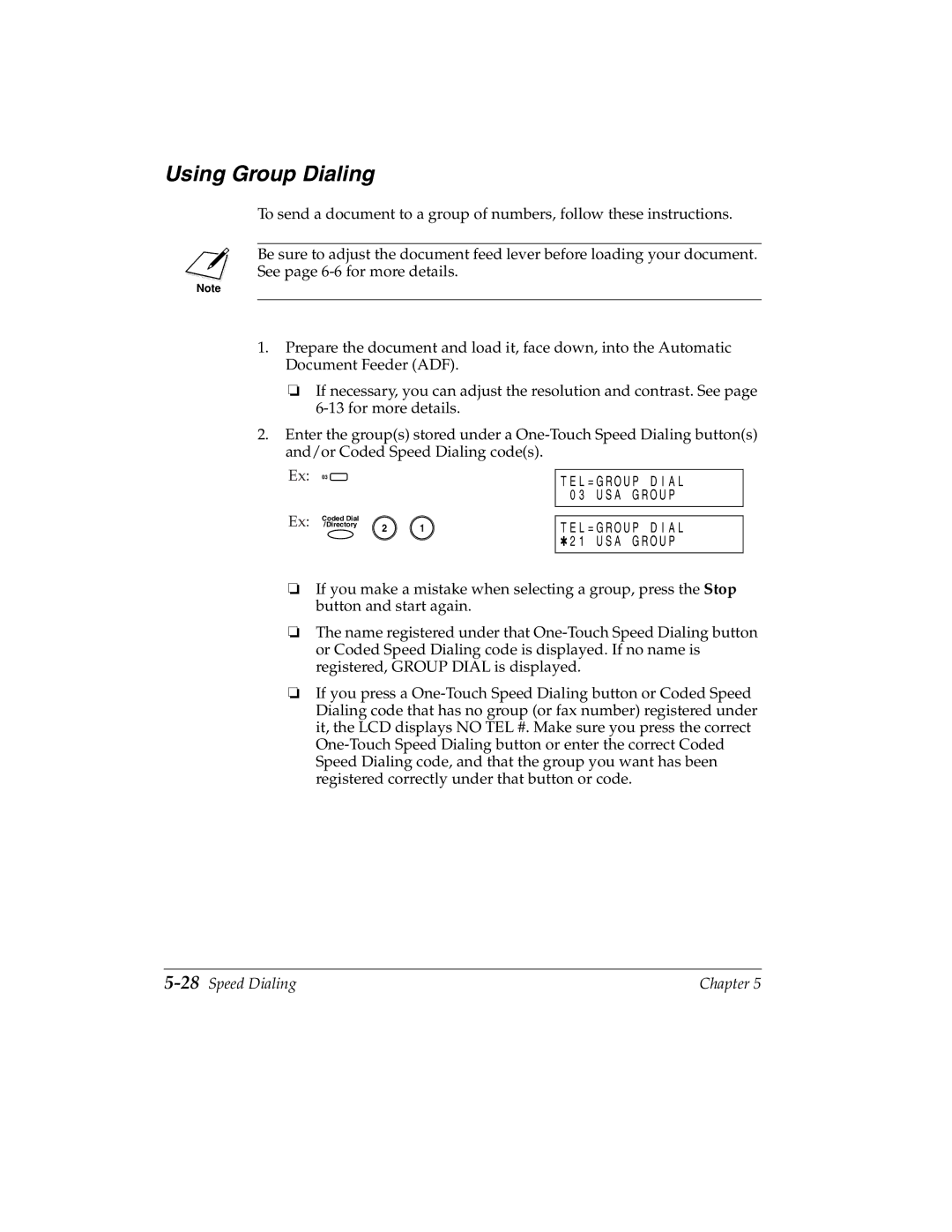 Canon 2060P manual Using Group Dialing, 28Speed Dialing 