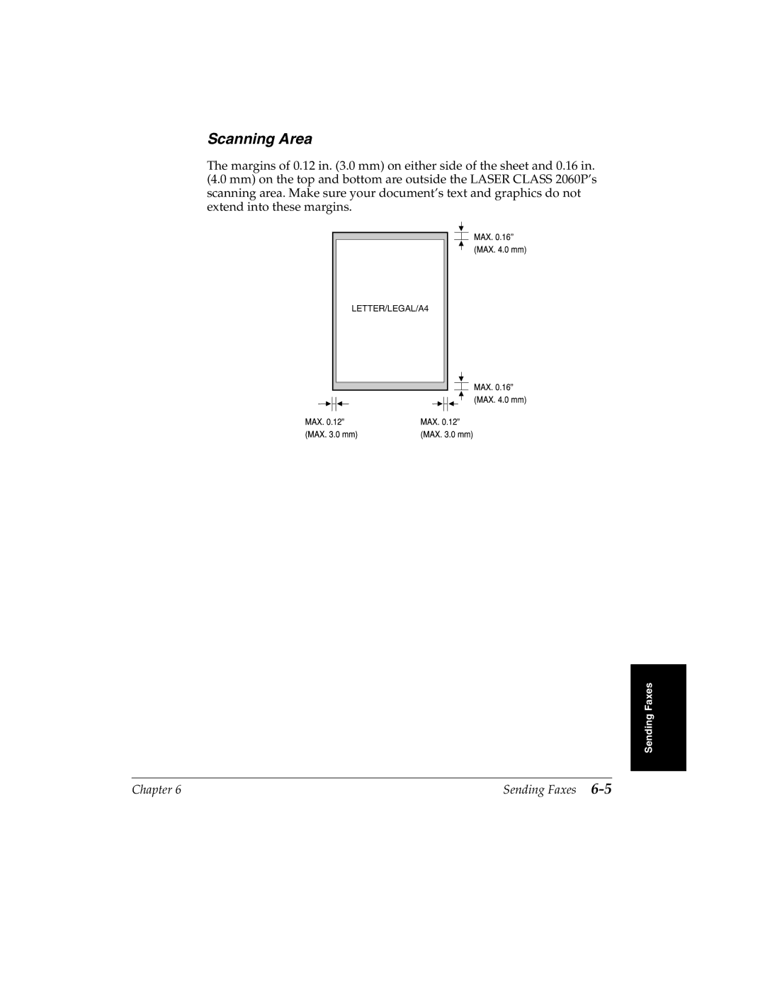 Canon 2060P manual Scanning Area 