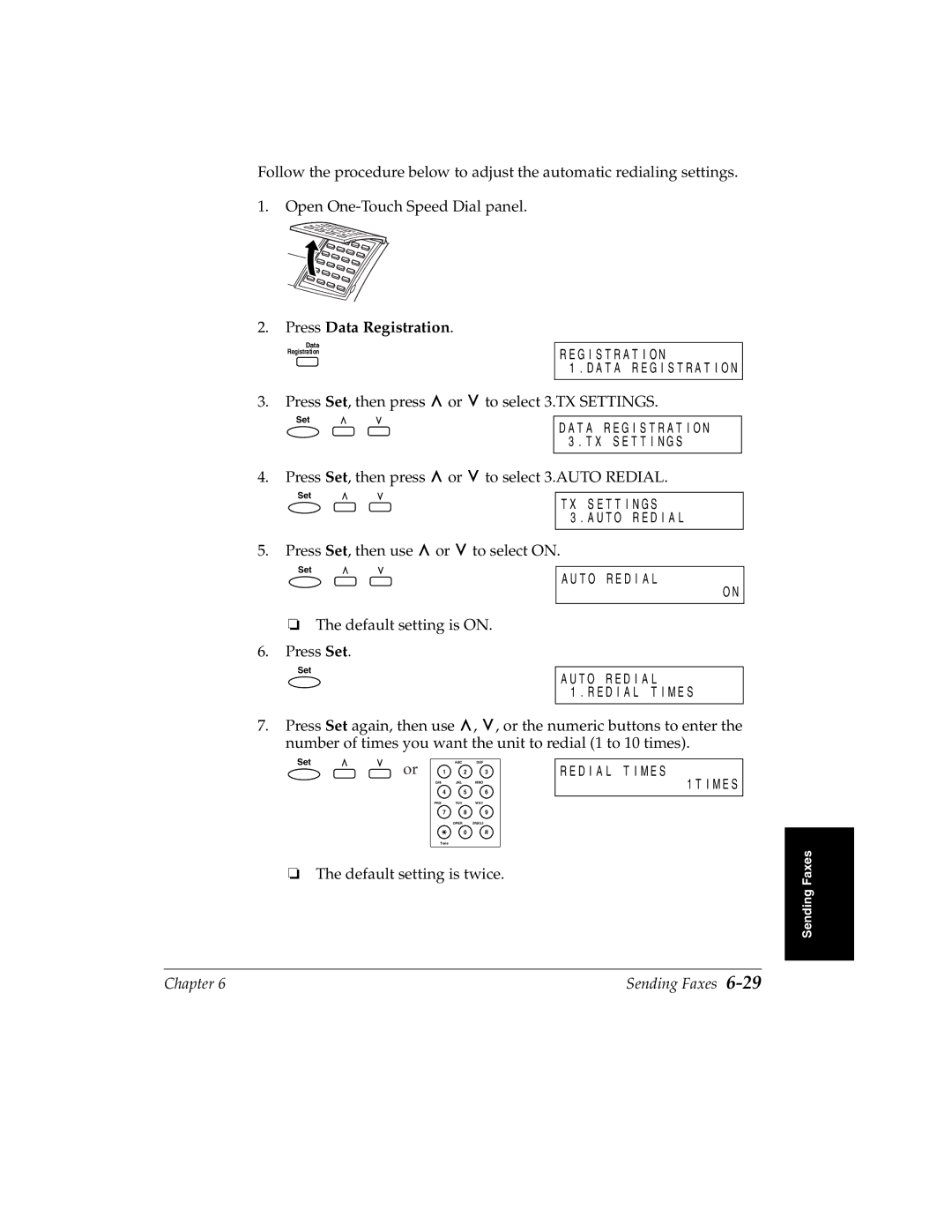 Canon 2060P manual Press Data Registration, Default setting is twice 