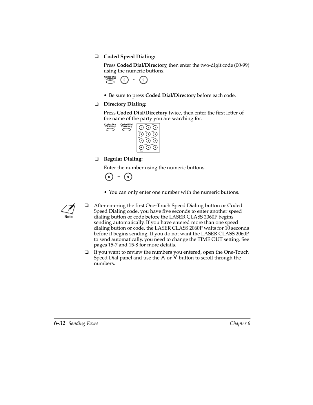 Canon 2060P manual Coded Speed Dialing, 32Sending Faxes 