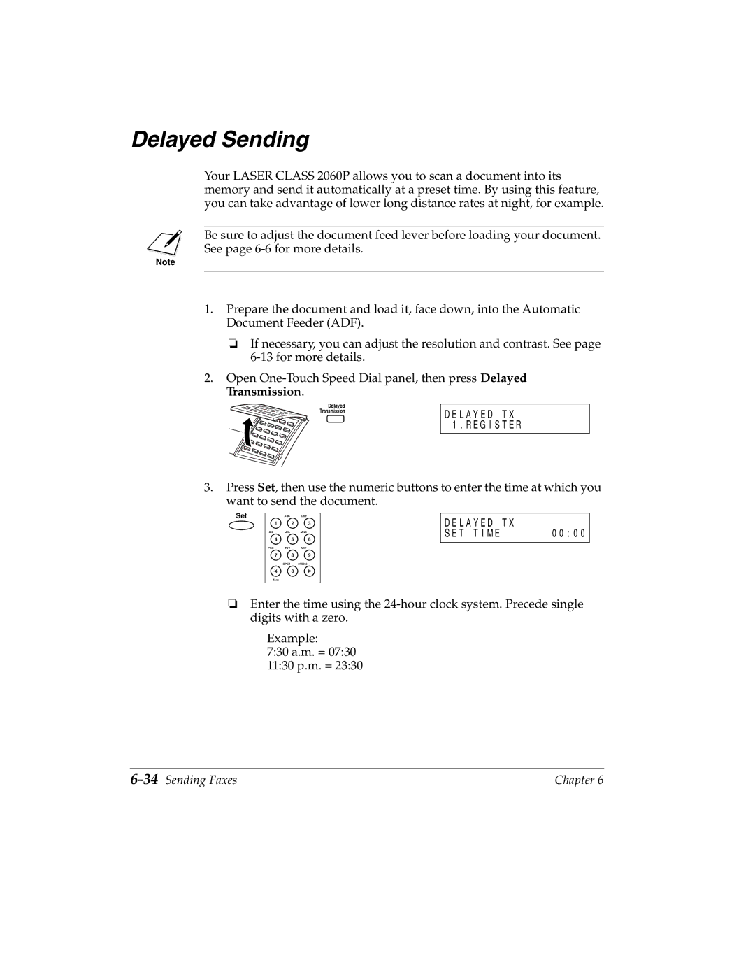 Canon 2060P manual Delayed Sending, 34Sending Faxes 