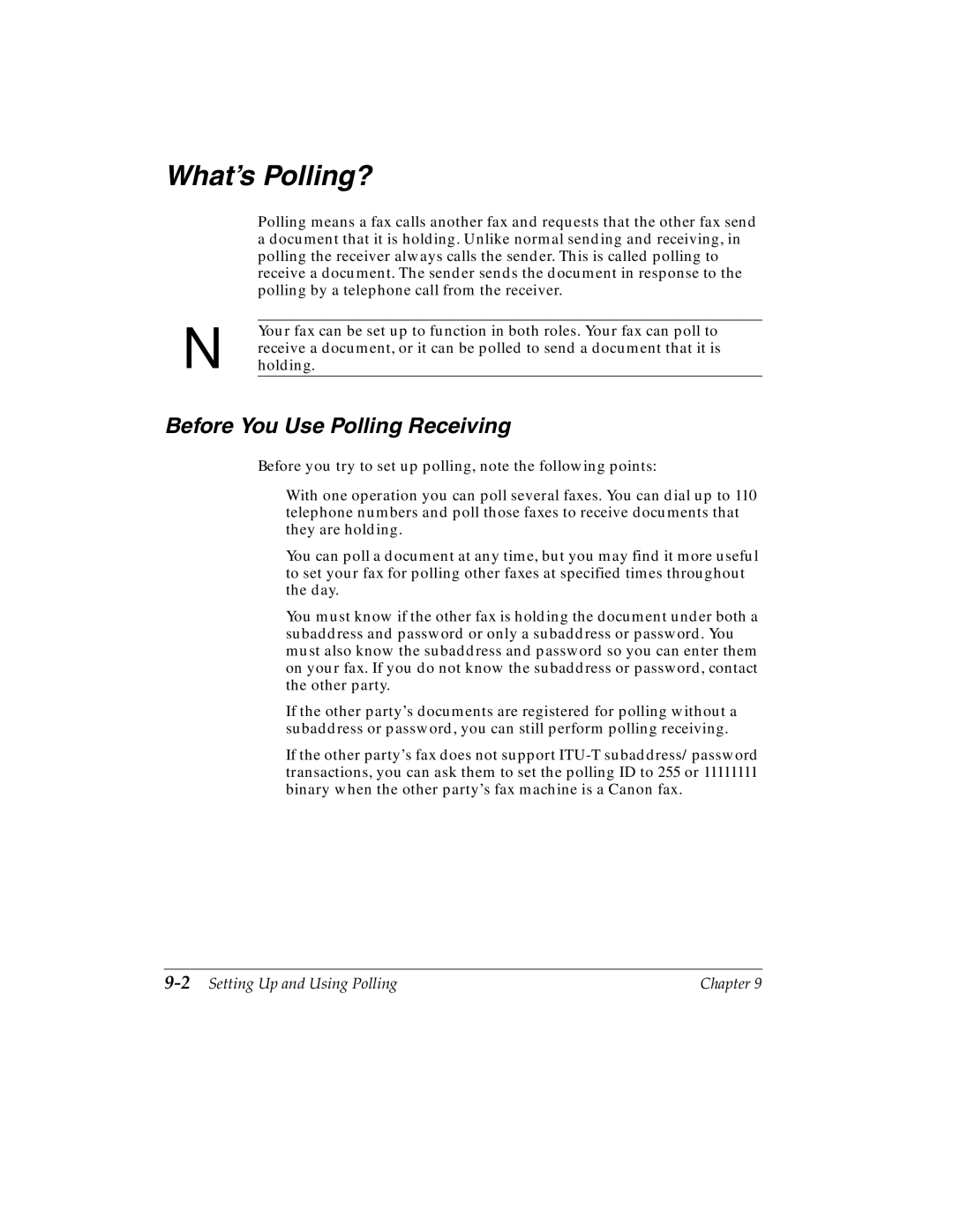 Canon 2060P manual What’s Polling?, Before You Use Polling Receiving, 2Setting Up and Using Polling 