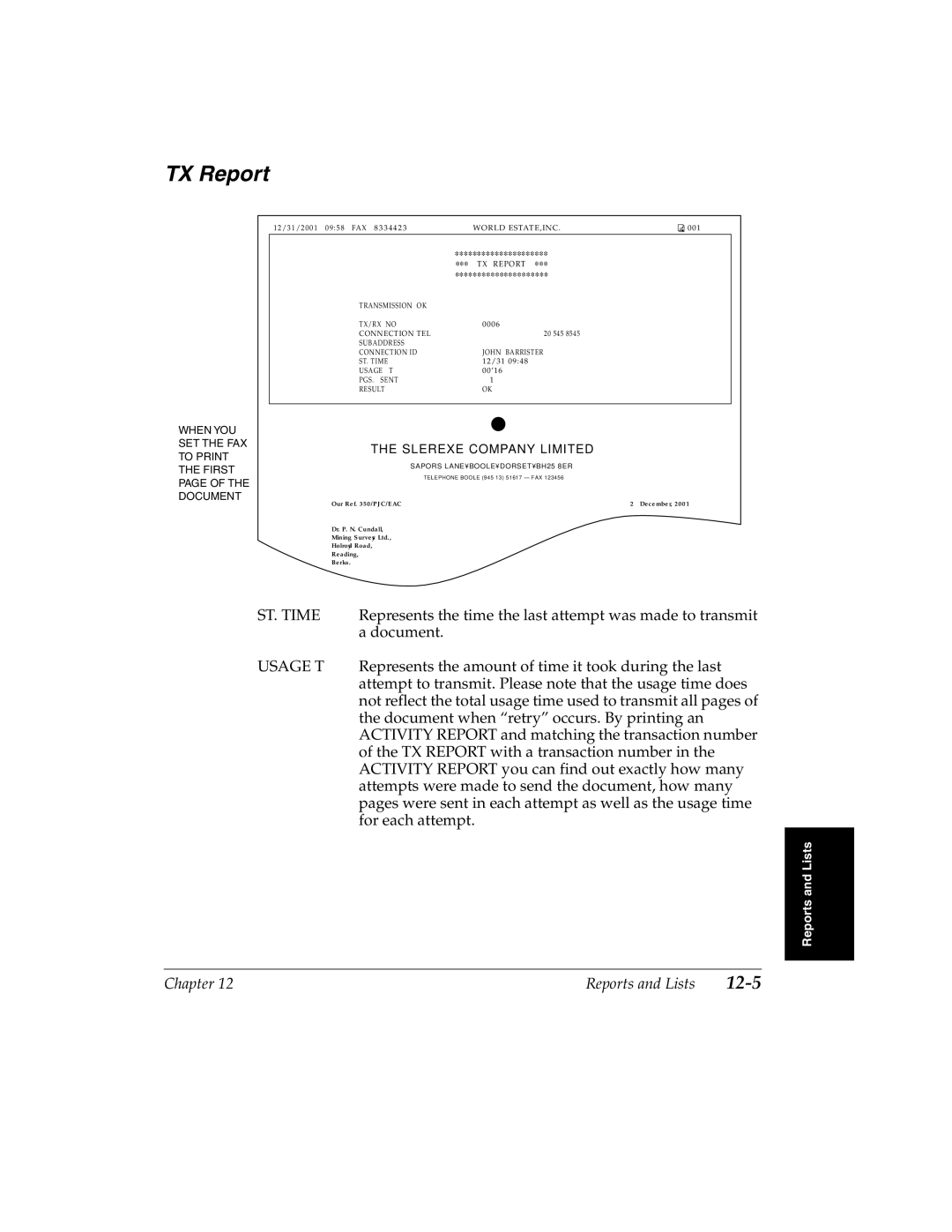 Canon 2060P manual TX Report, Slerexe Company Limited 