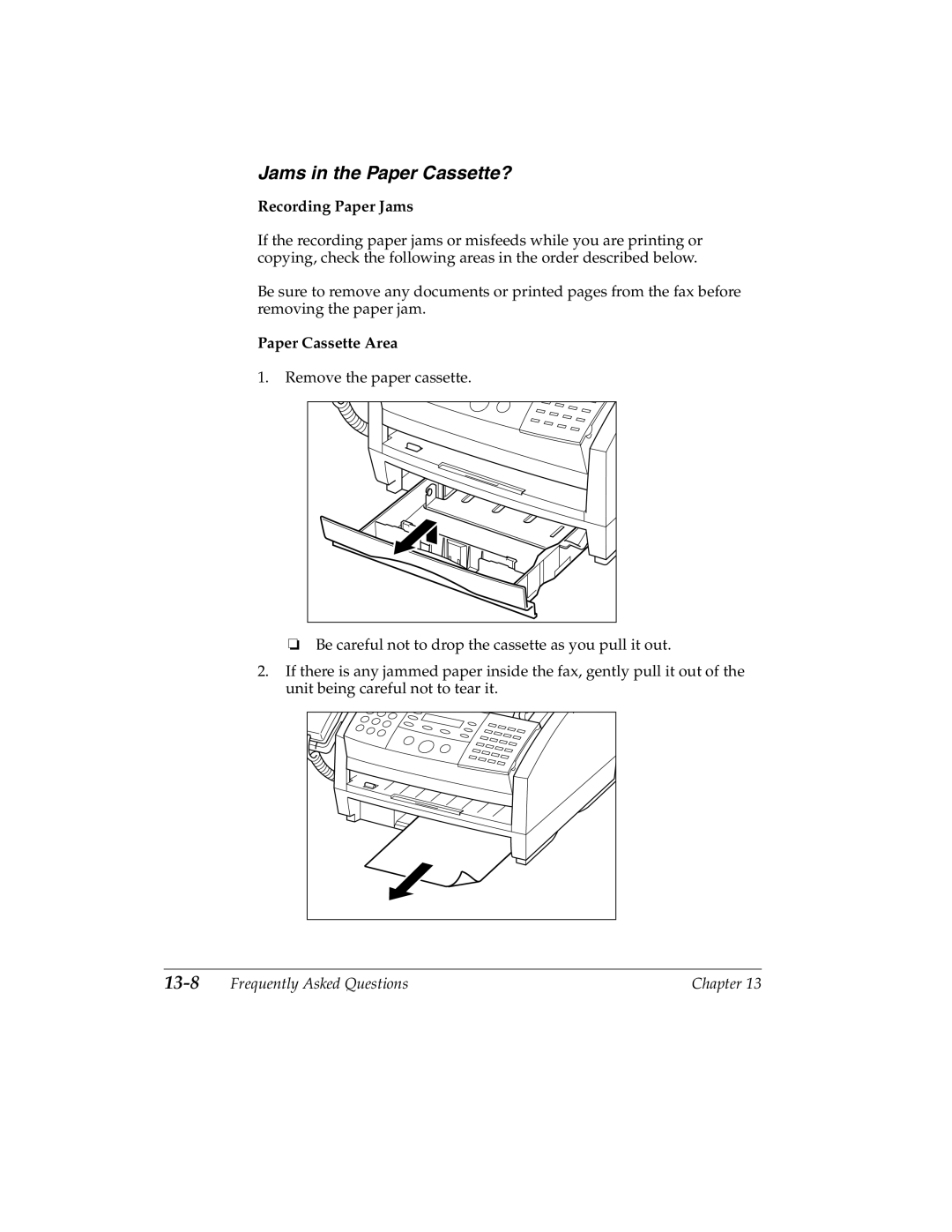 Canon 2060P manual Jams in the Paper Cassette?, Recording Paper Jams, Paper Cassette Area 