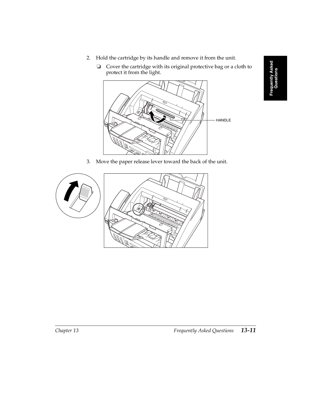 Canon 2060P manual Move the paper release lever toward the back of the unit 