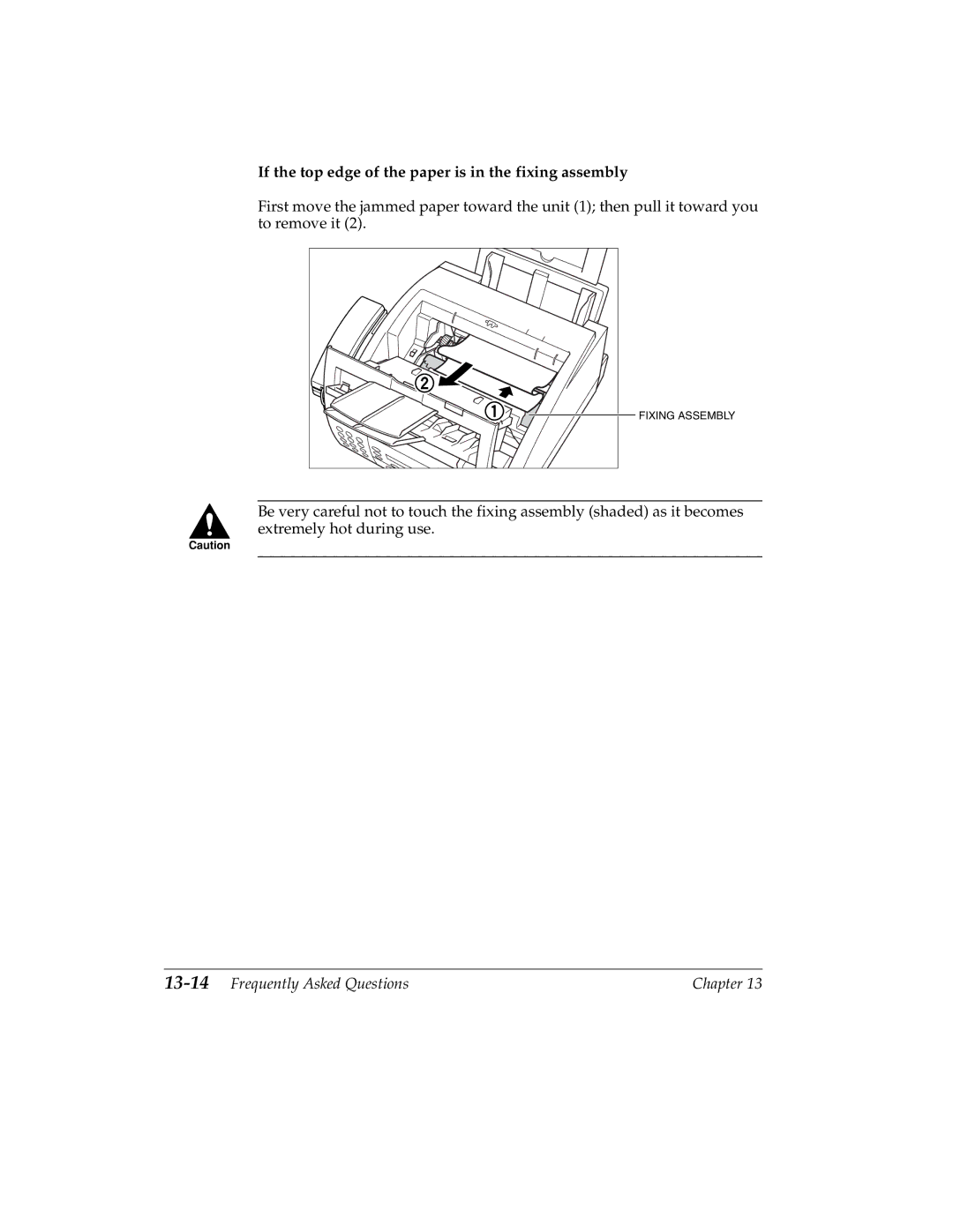 Canon 2060P manual If the top edge of the paper is in the fixing assembly, 13-14Frequently Asked Questions 