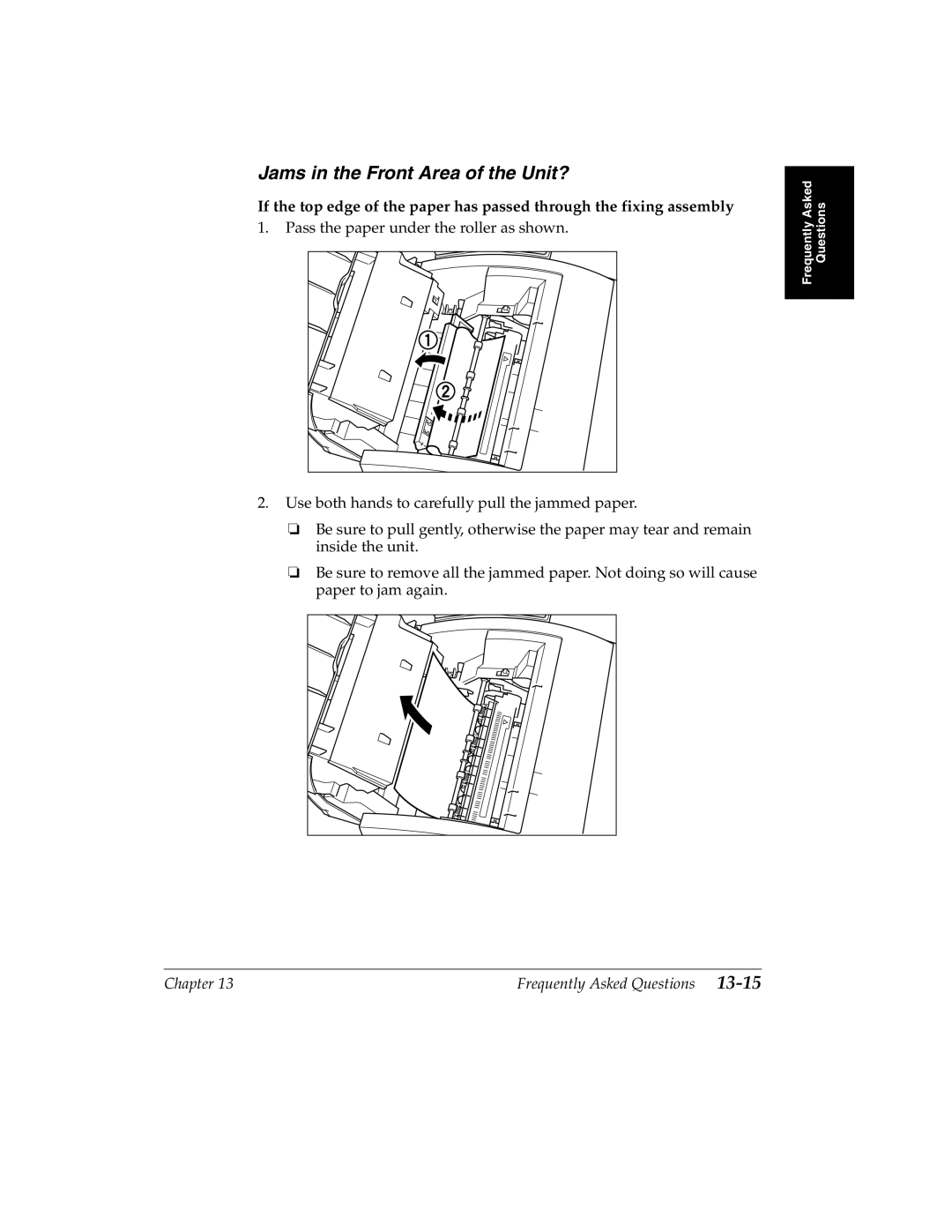 Canon 2060P manual Jams in the Front Area of the Unit? 