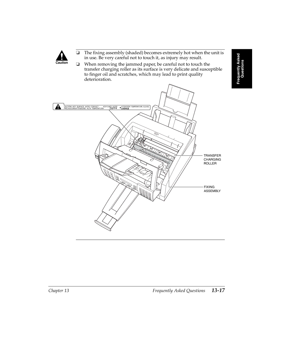 Canon 2060P manual Transfer Charging Roller Fixing Assembly 