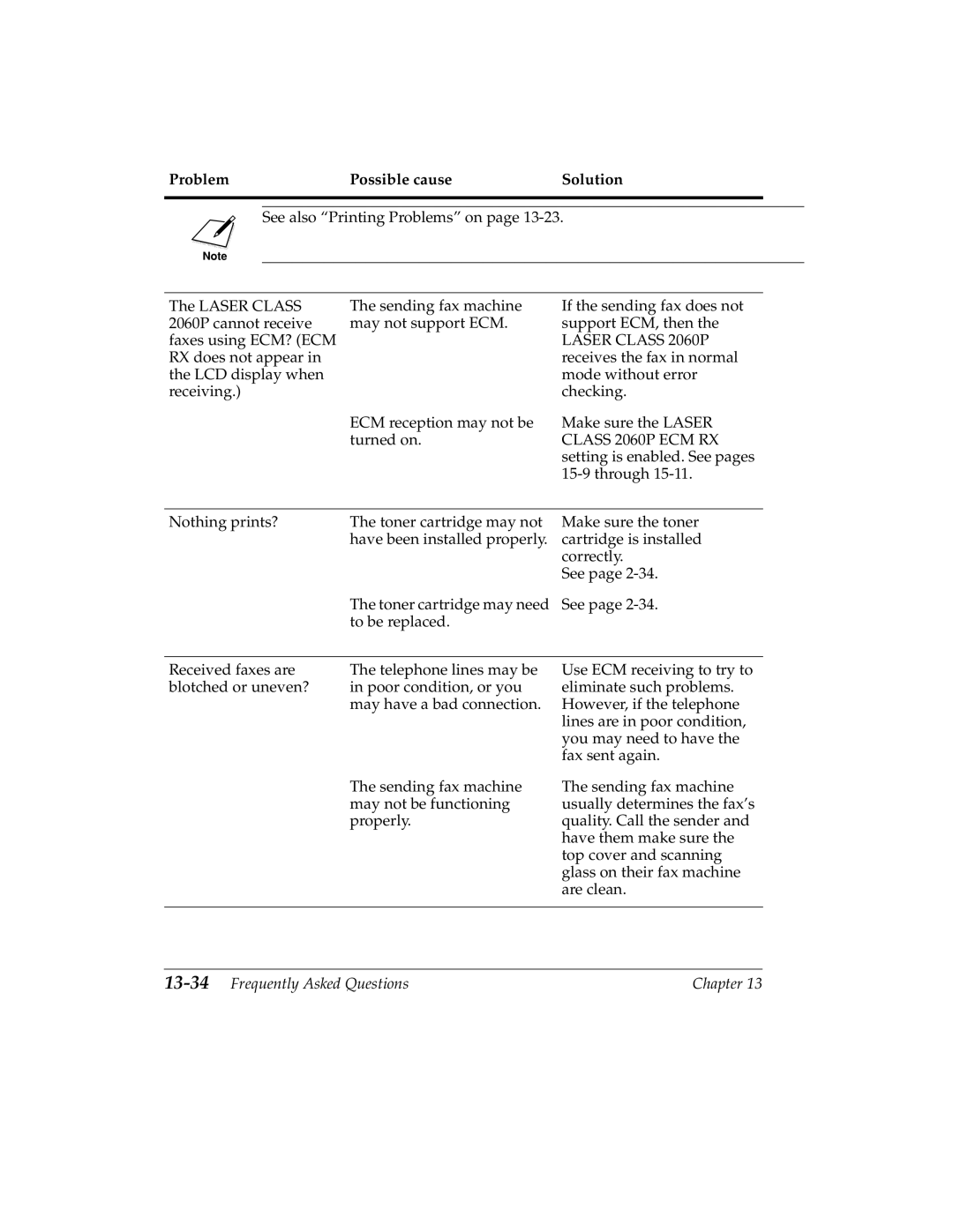 Canon manual Class 2060P ECM RX, 13-34Frequently Asked Questions 