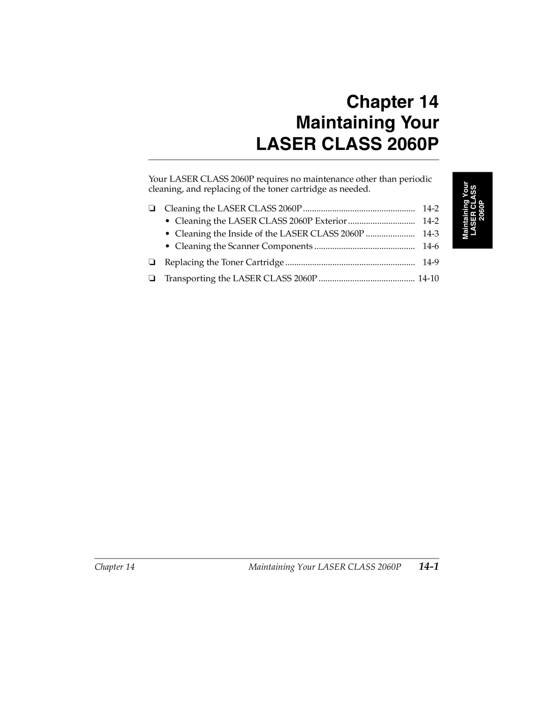 Canon 2060P manual Chapter Maintaining Your 