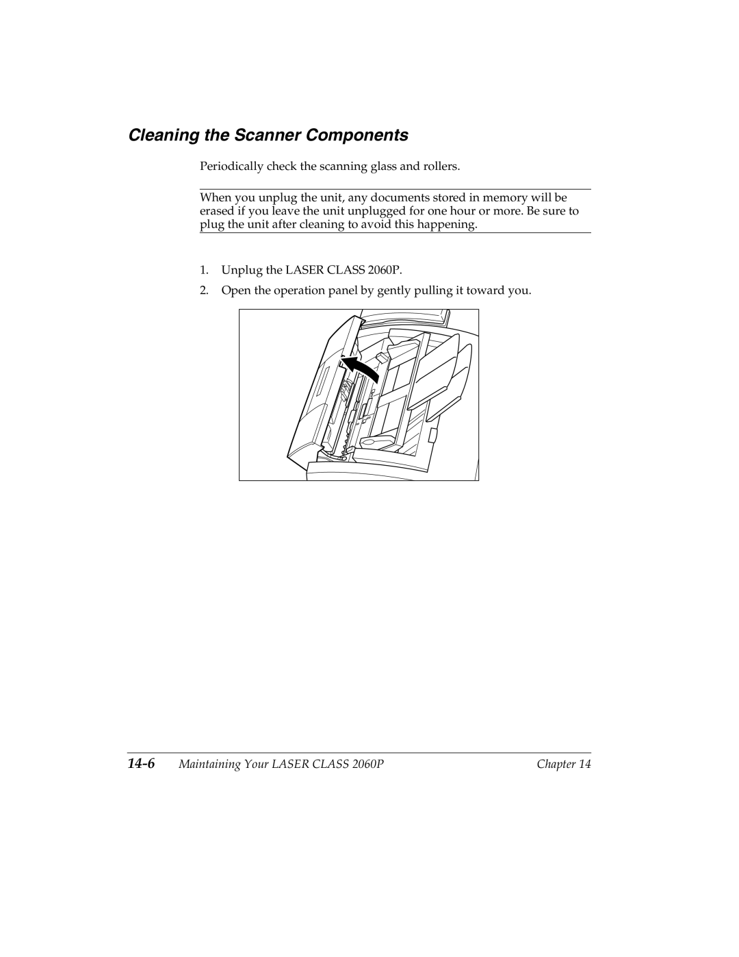 Canon 2060P manual Cleaning the Scanner Components, 14-6 