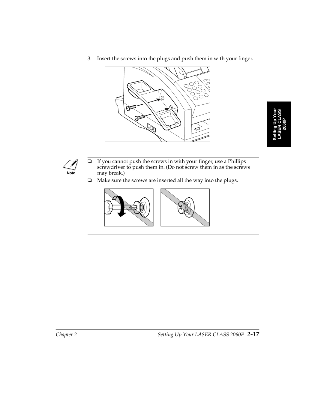 Canon manual Chapter Setting Up Your Laser Class 2060P 