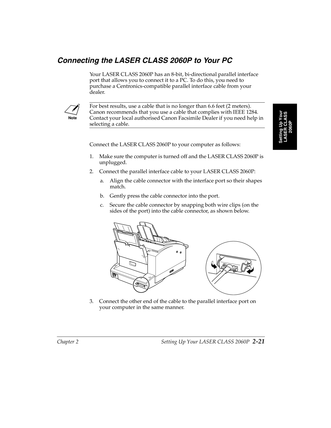 Canon manual Connecting the Laser Class 2060P to Your PC 