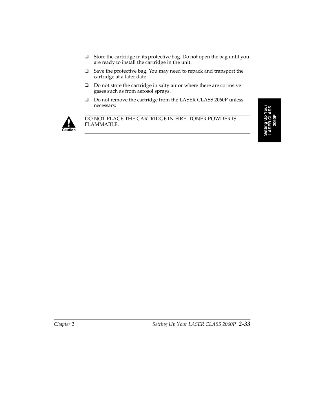 Canon manual Chapter Setting Up Your Laser Class 2060P 