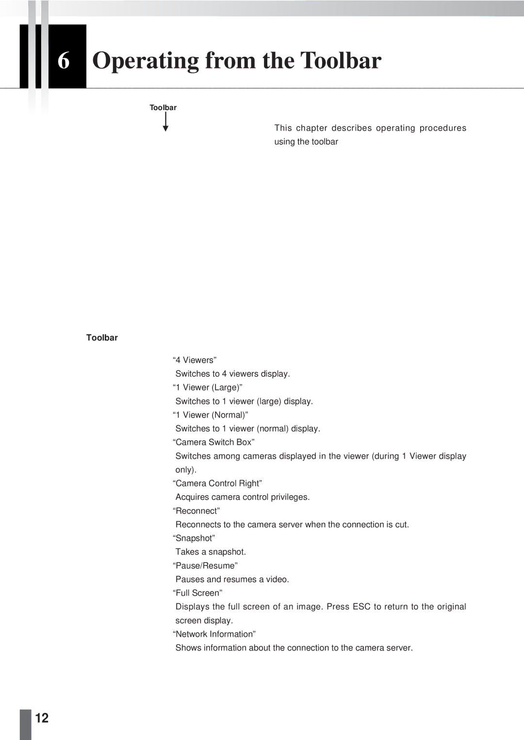 Canon 2.1 user manual Operating from the Toolbar 