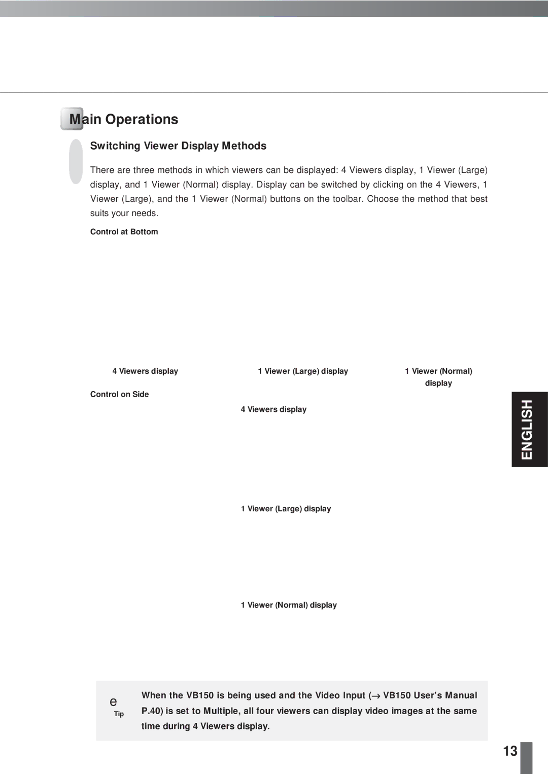 Canon 2.1 user manual Main Operations, Switching Viewer Display Methods 