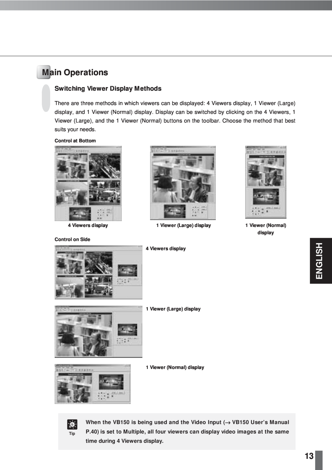 Canon 2.1 user manual Main Operations, English, Switching Viewer Display Methods 