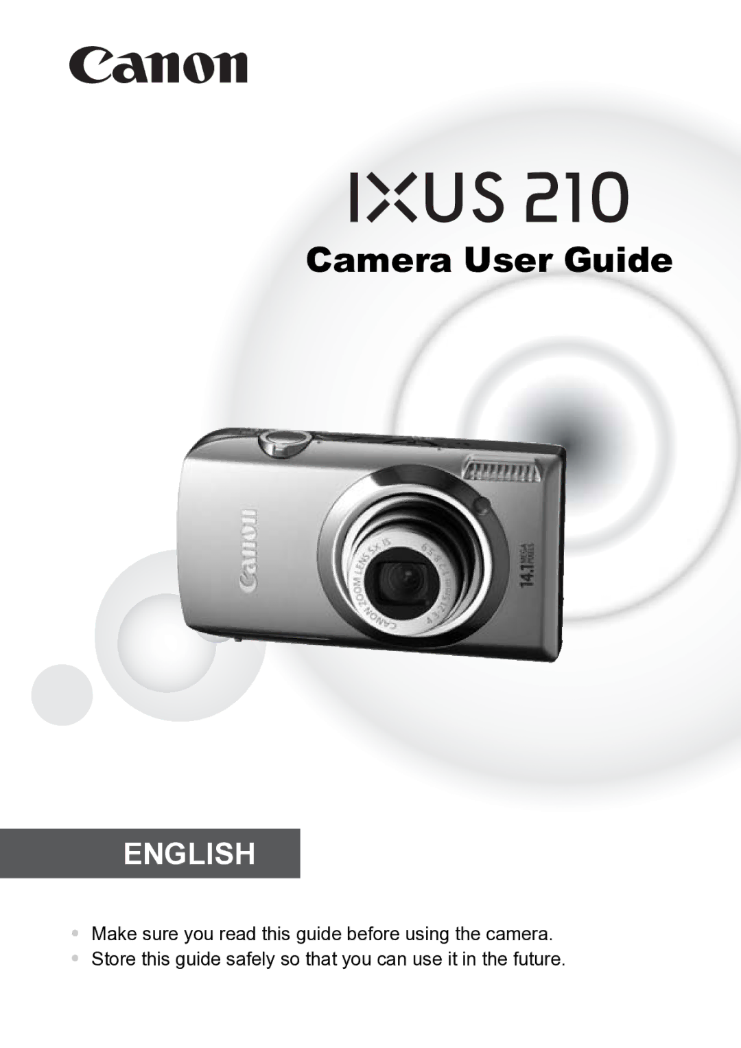 Canon 210 manual Camera User Guide 