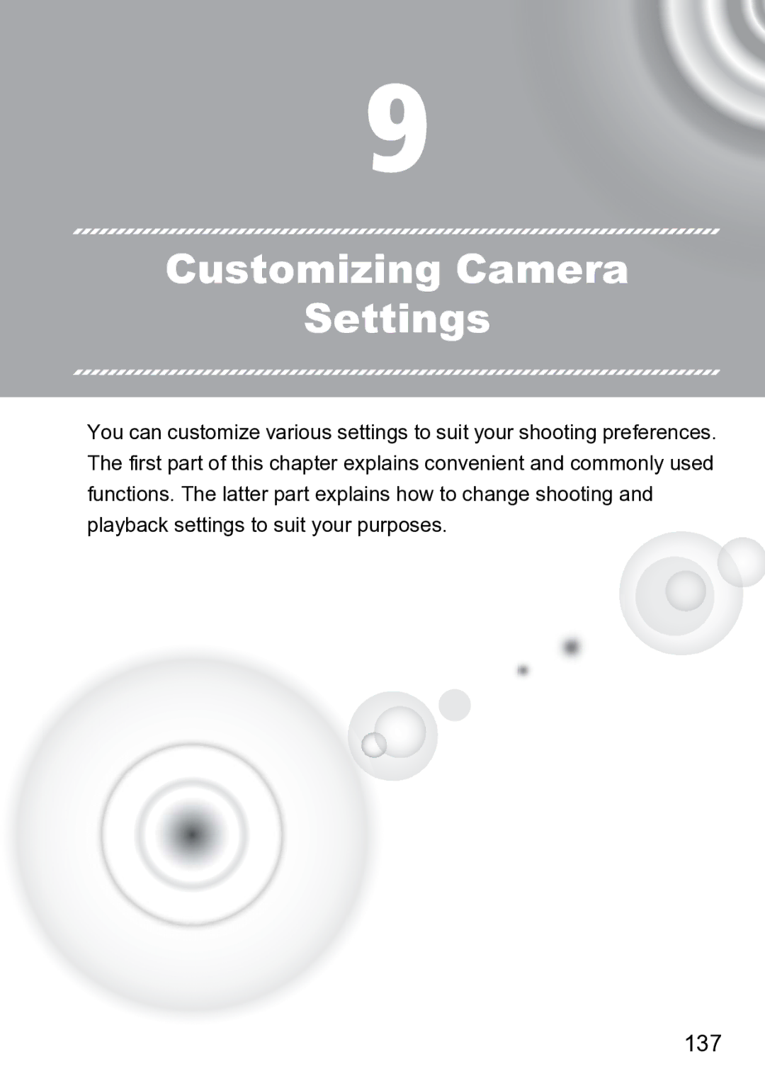 Canon 210 manual Customizing Camera Settings, 137 