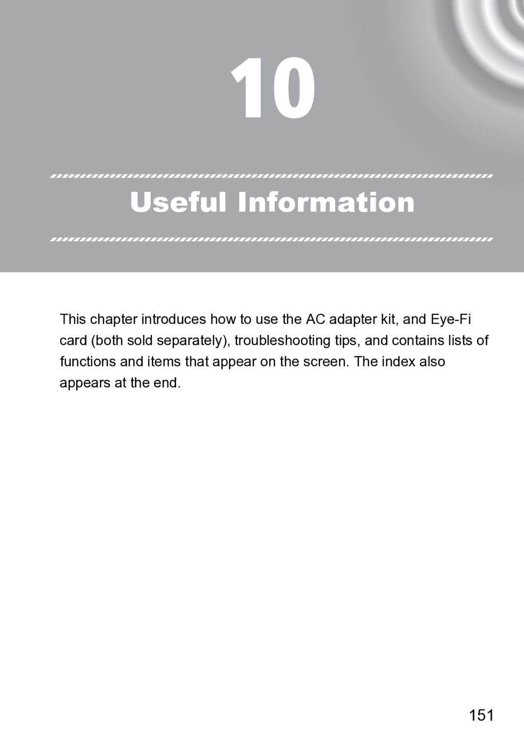 Canon 210 manual Useful Information, 151 