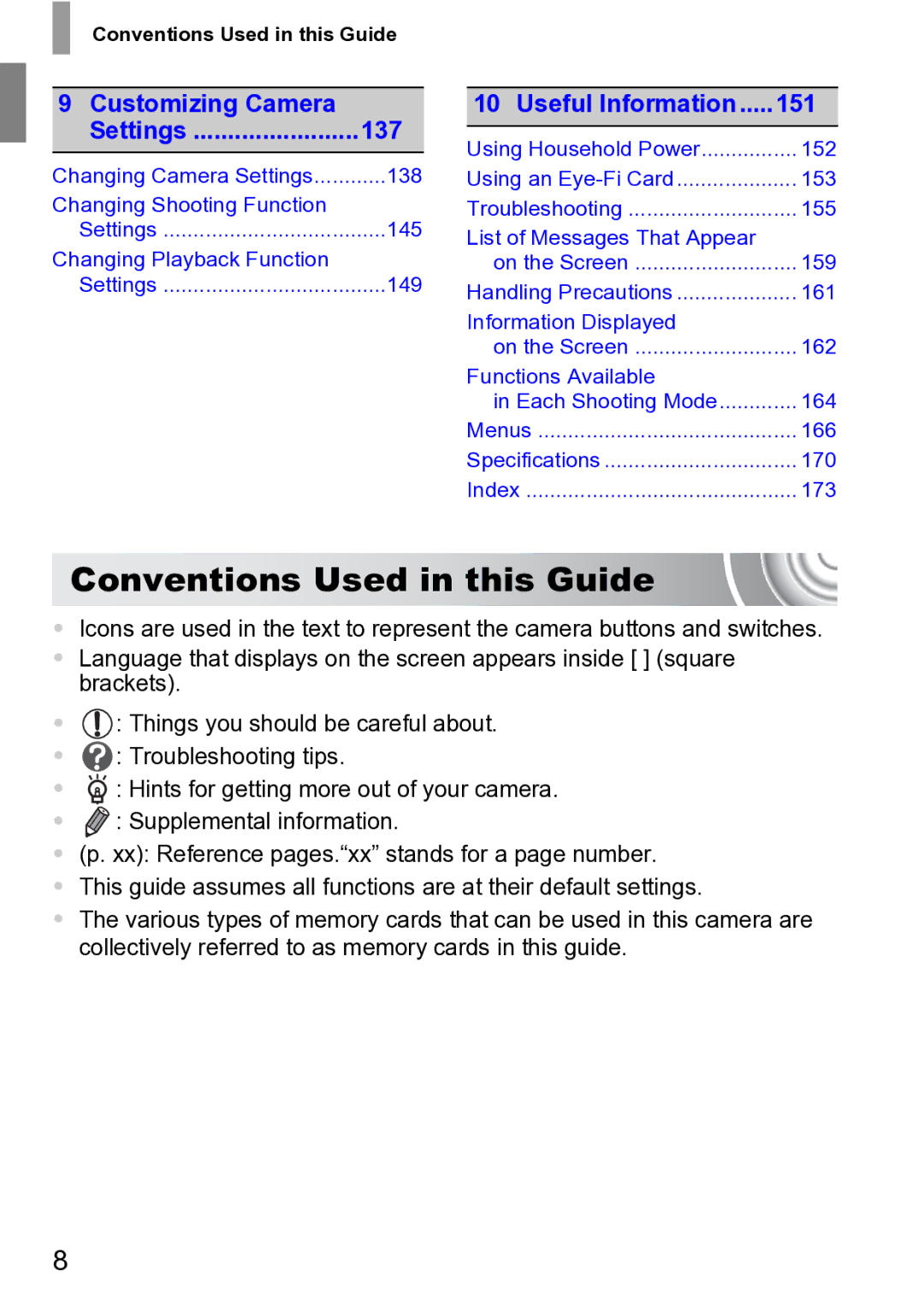 Canon 210 manual Conventions Used in this Guide 