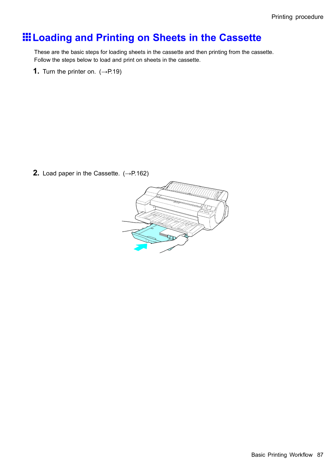 Canon 2159B002 user manual Loading and Printing on Sheets in the Cassette, Printing procedure 