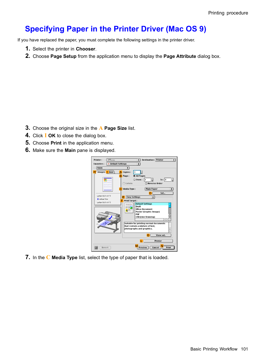 Canon 2159B002 user manual Specifying Paper in the Printer Driver Mac OS 