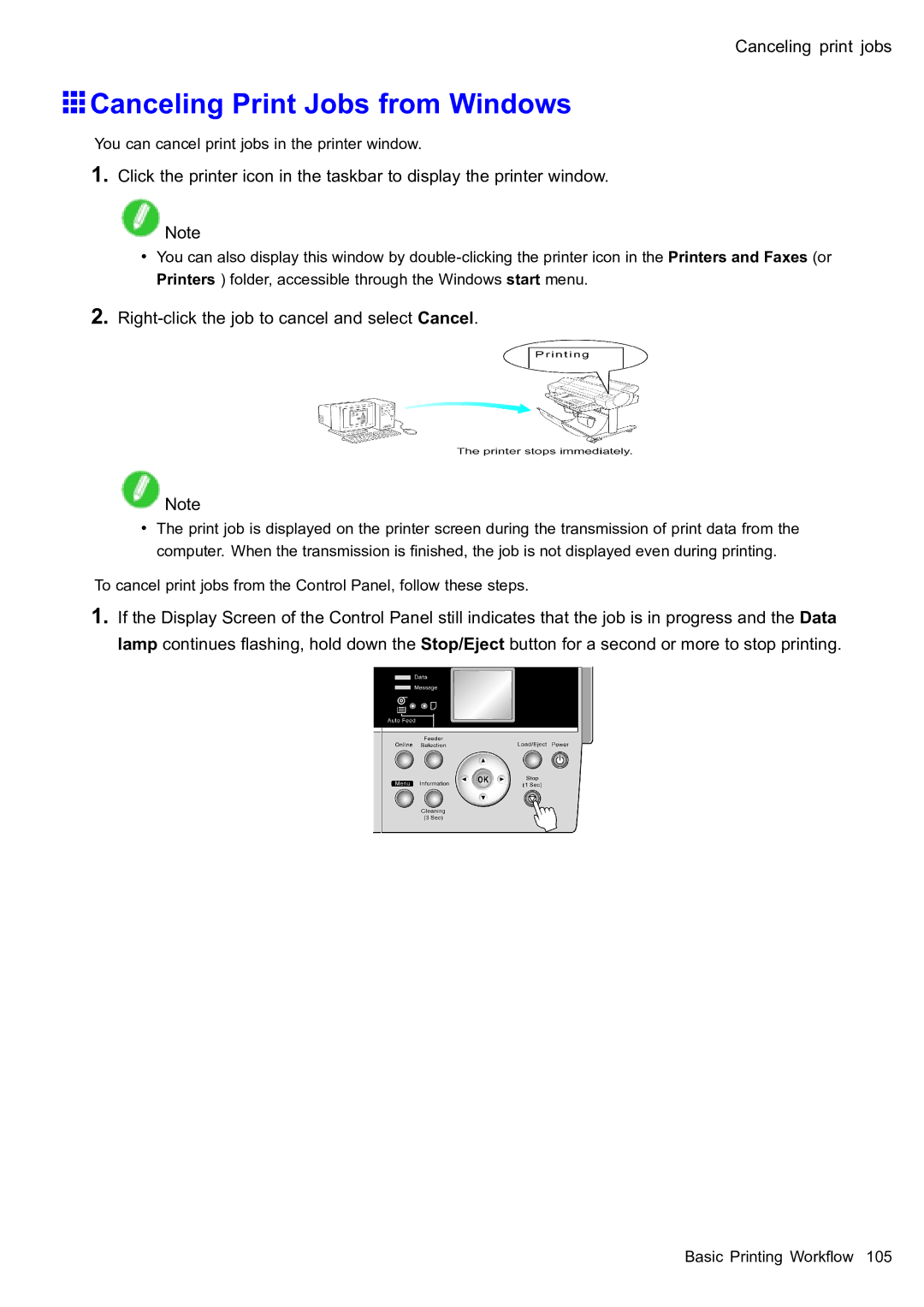 Canon 2159B002 user manual Canceling Print Jobs from Windows, Right-click the job to cancel and select Cancel 