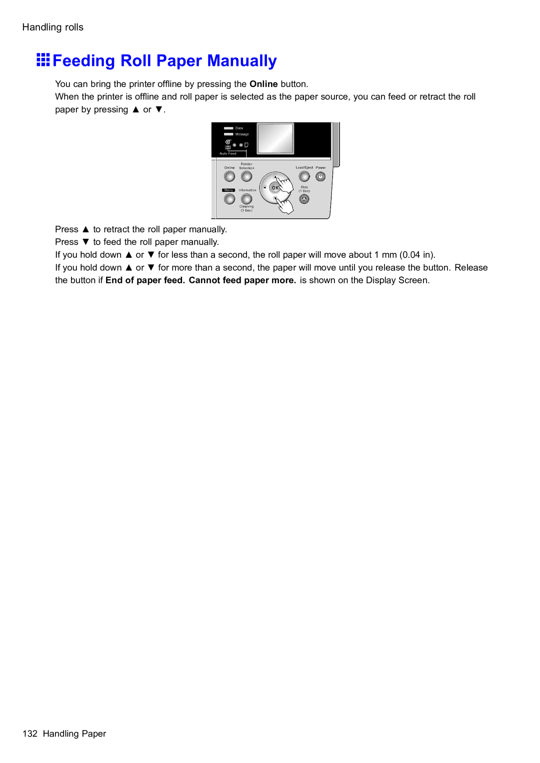 Canon 2159B002 user manual Feeding Roll Paper Manually 