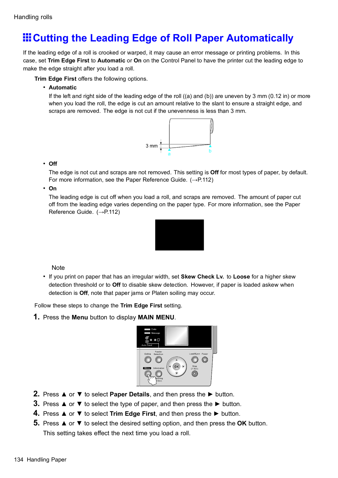 Canon 2159B002 user manual Cutting the Leading Edge of Roll Paper Automatically 