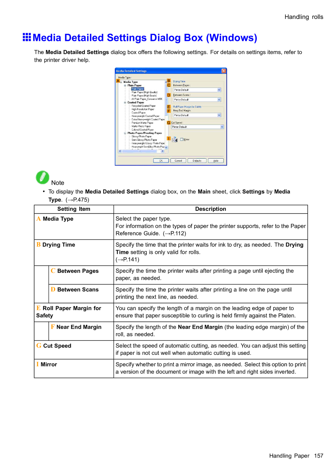 Canon 2159B002 user manual Media Detailed Settings Dialog Box Windows 