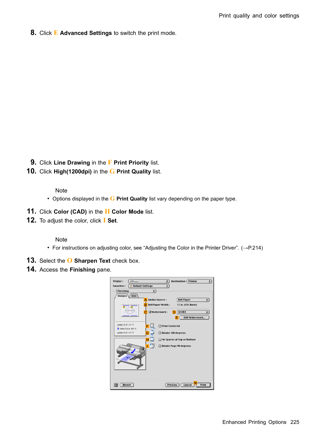 Canon 2159B002 user manual Click Color CAD in the H Color Mode list 