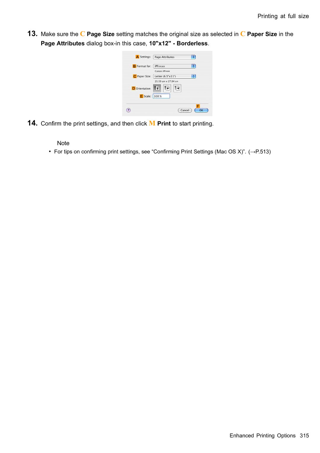 Canon 2159B002 user manual Printing at full size 