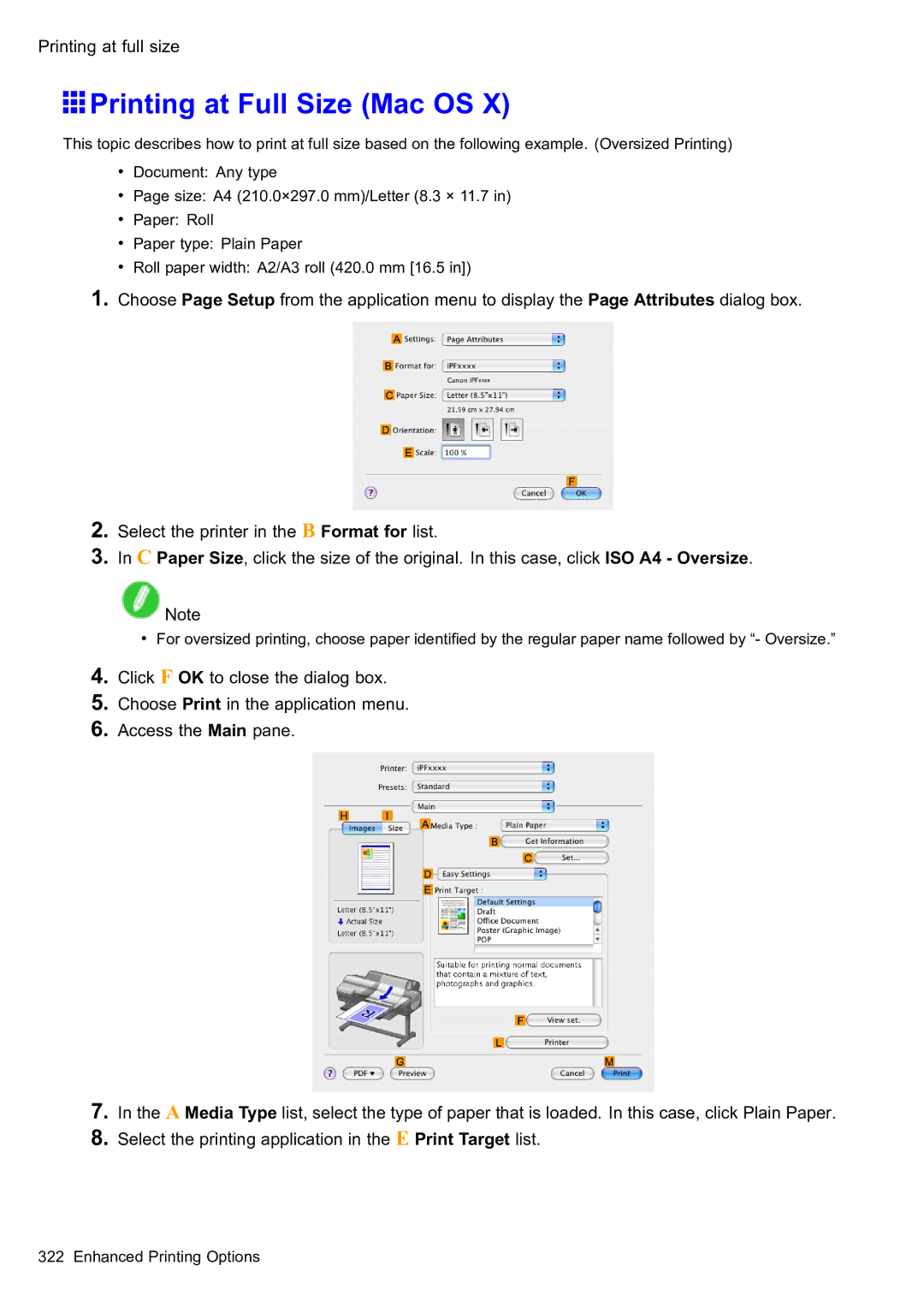Canon 2159B002 user manual Printing at Full Size Mac OS 