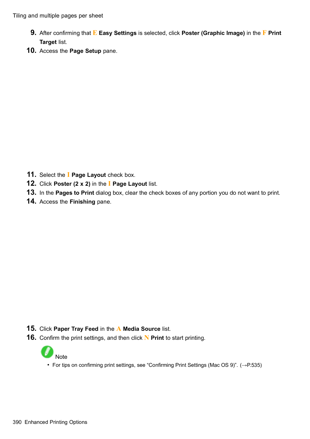 Canon 2159B002 user manual Click Poster 2 x 2 in the I Page Layout list, Click Paper Tray Feed in the a Media Source list 