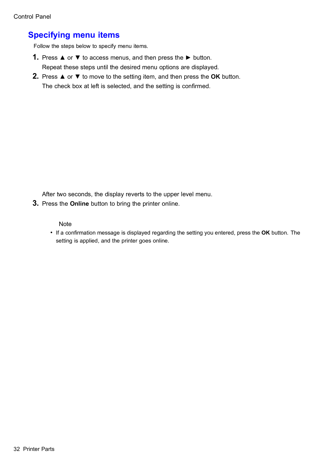 Canon 2159B002 user manual Specifying menu items 