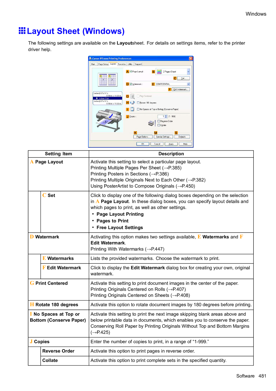 Canon 2159B002 user manual Layout Sheet Windows 