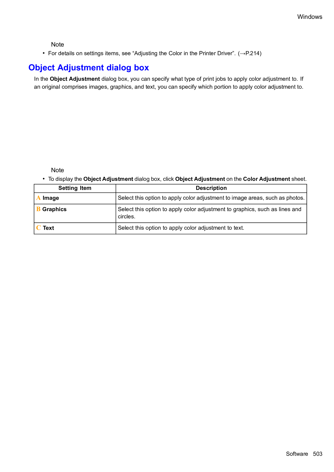 Canon 2159B002 user manual Object Adjustment dialog box 