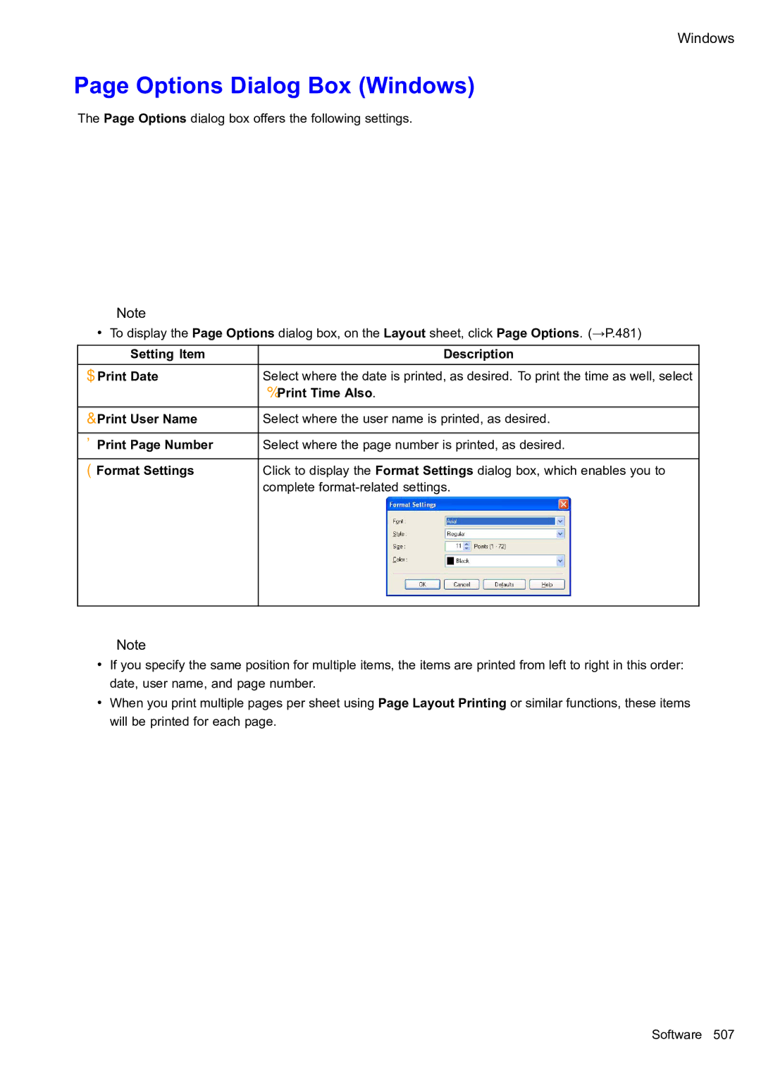 Canon 2159B002 user manual Options Dialog Box Windows 