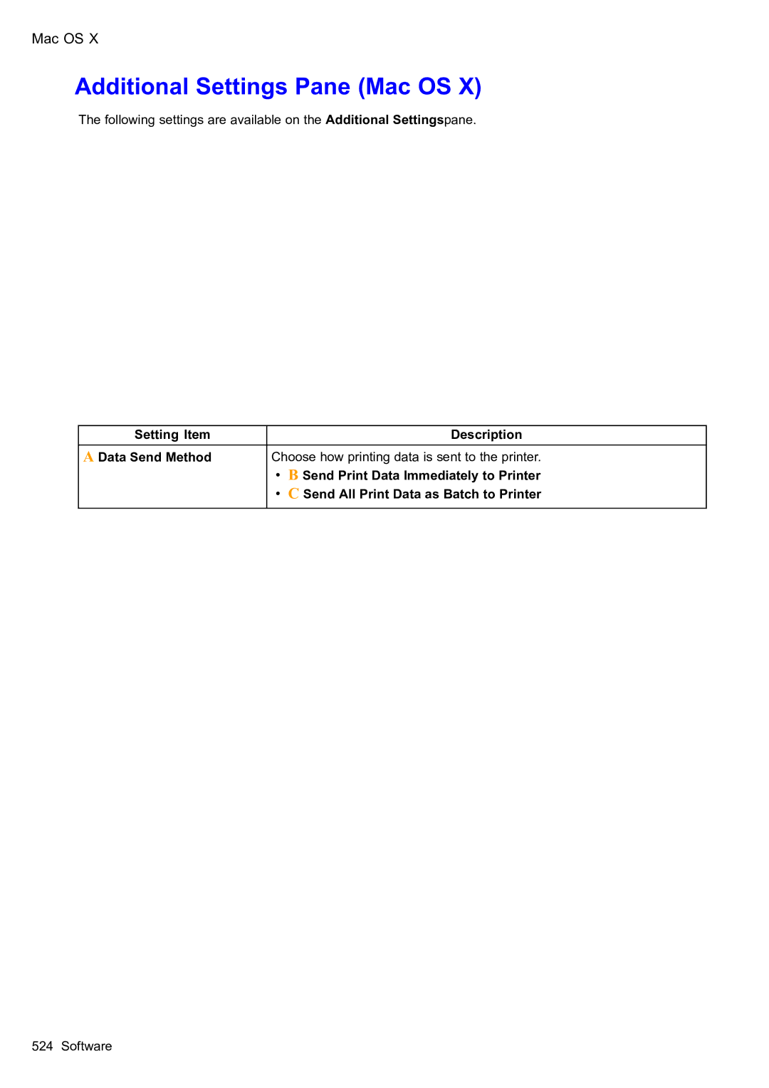 Canon 2159B002 user manual Additional Settings Pane Mac OS 