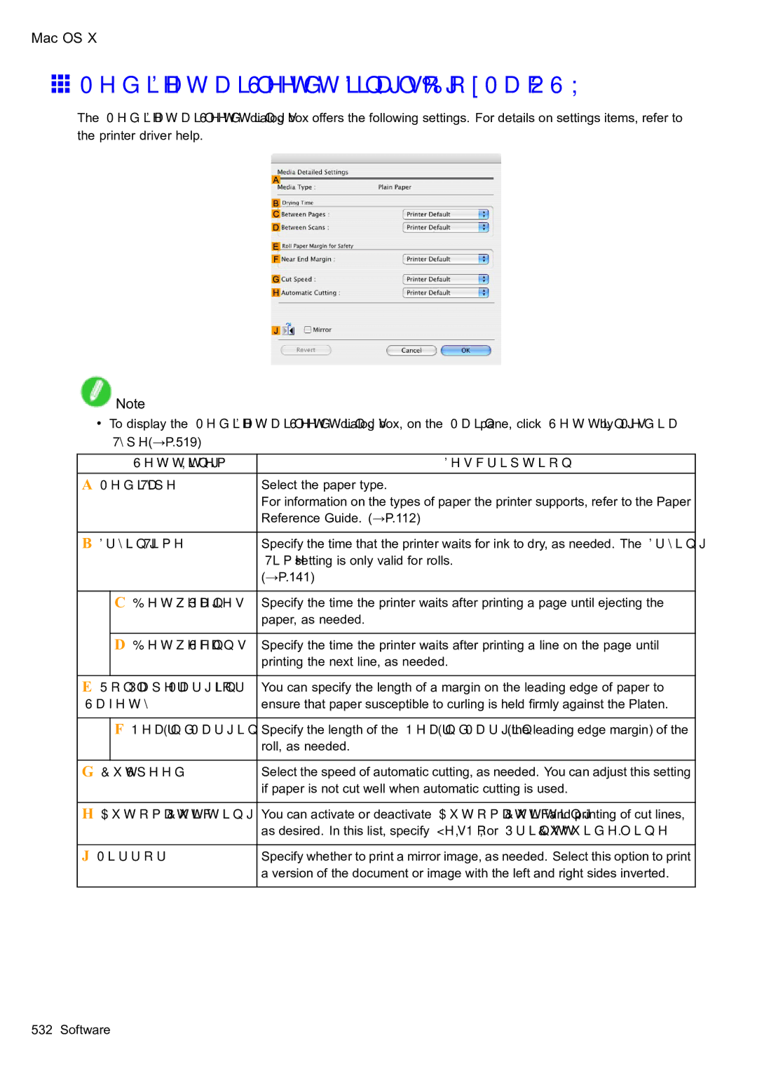 Canon 2159B002 user manual Media Detailed Settings Dialog Box Mac OS 